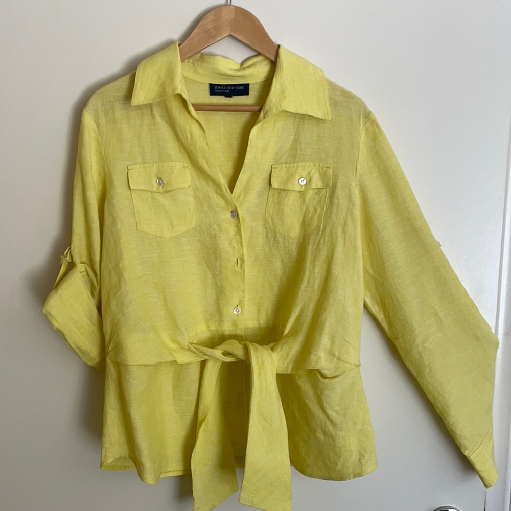 Linen lemon color blouse good condition